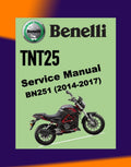 BENELLI TNT25 BN251 2014-2017 Full Manual Set – Repair & Maintenance Manual and Spare Parts Catalog and User Handbook