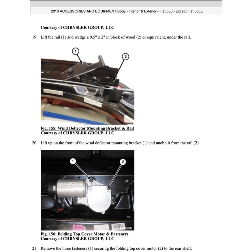 Fiat 500 C 2007-2019 Full Manual Set – Convertible Roof Service & Repair Manual - page 3