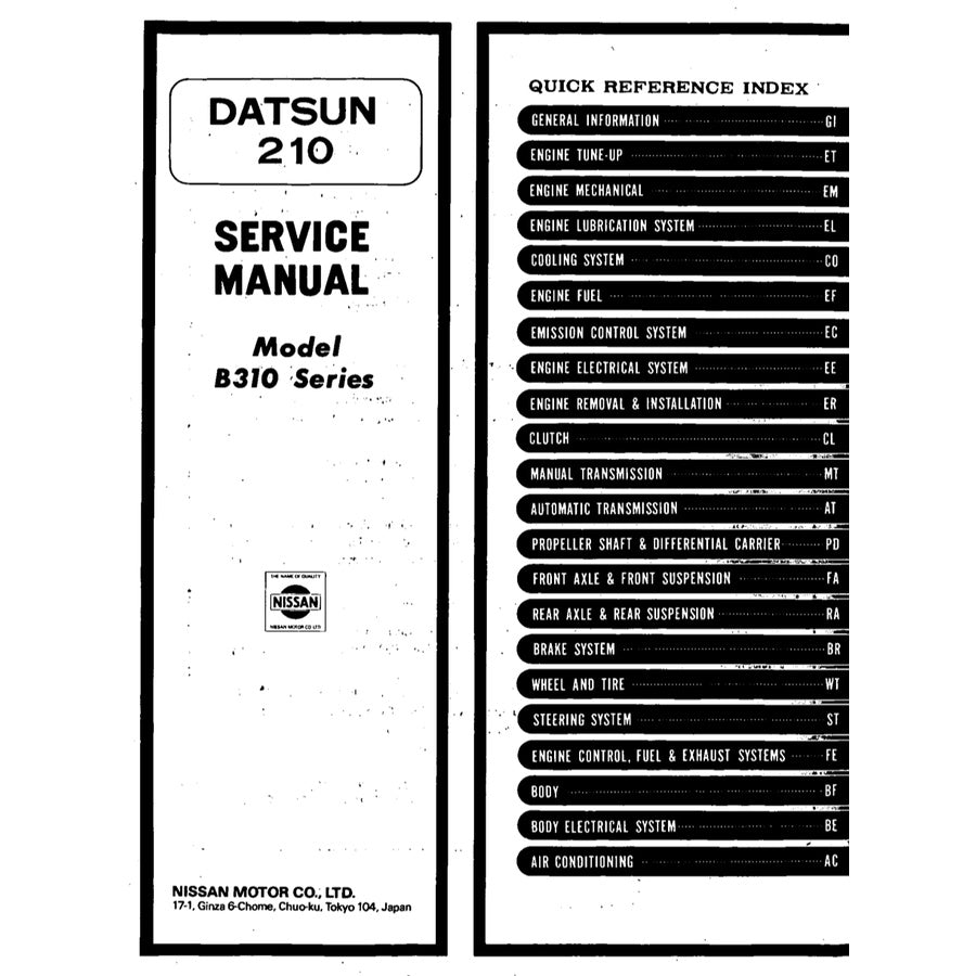Datsun 120/130/140/150Y B310 1977-1981 Full Manual Set – Repair & Maintenance Manual - page 2