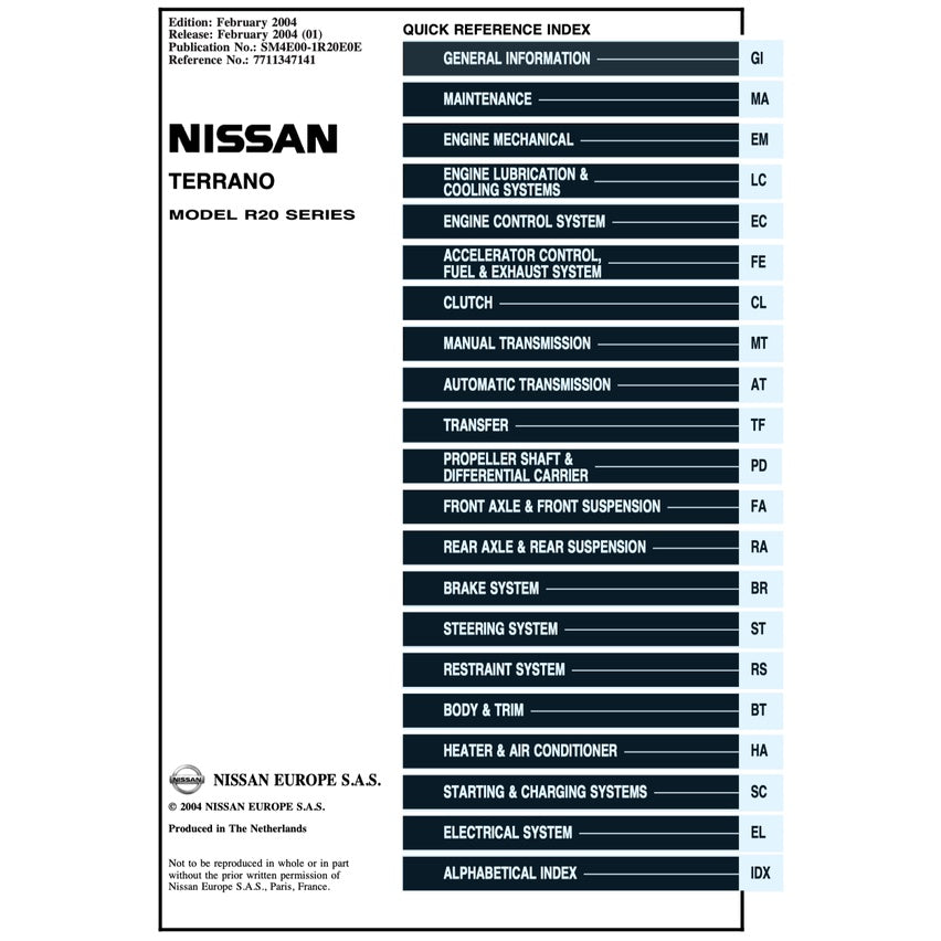 Nissan TERRANO II 1993-2005 Full Manual Set – Repair & Maintenance Manual - page 2