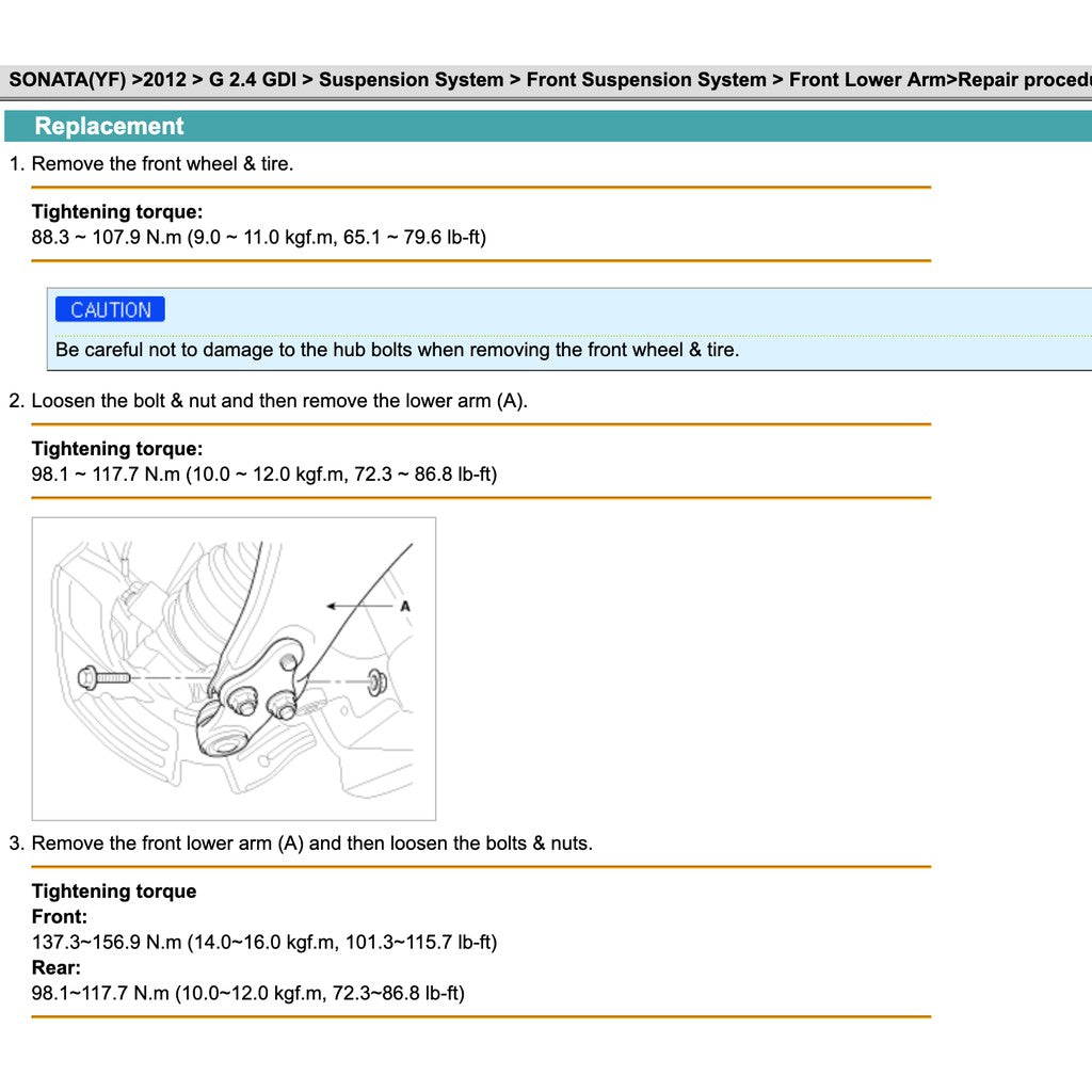 SONATA Hyundai SONATA i45 YF 2010-2015 Full Manual Set – Repair & Maintenance Manual - page 6