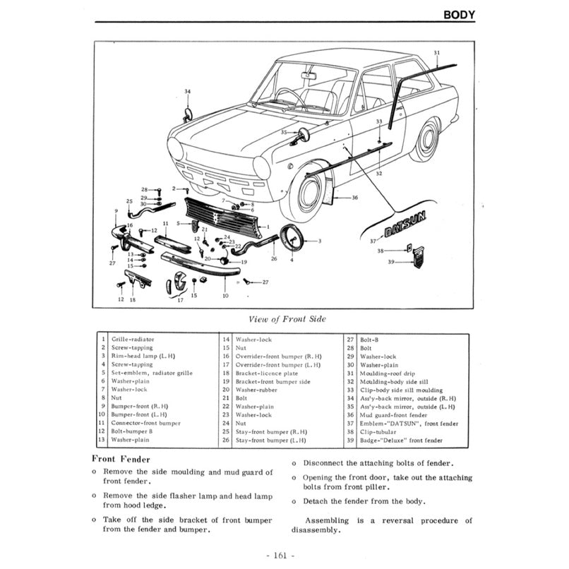 Datsun 1000 B10 1966-1969 Full Manual Set – Repair & Maintenance Manual - page 9