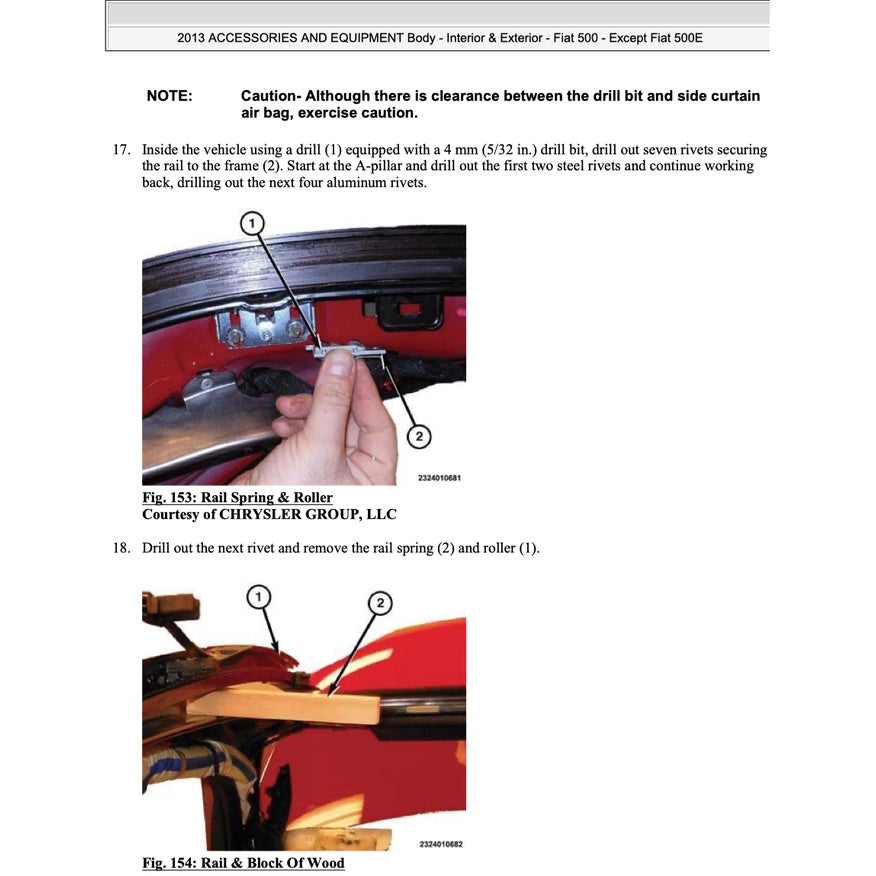 Fiat 500 C 2007-2019 Full Manual Set – Convertible Roof Service & Repair Manual - page 4
