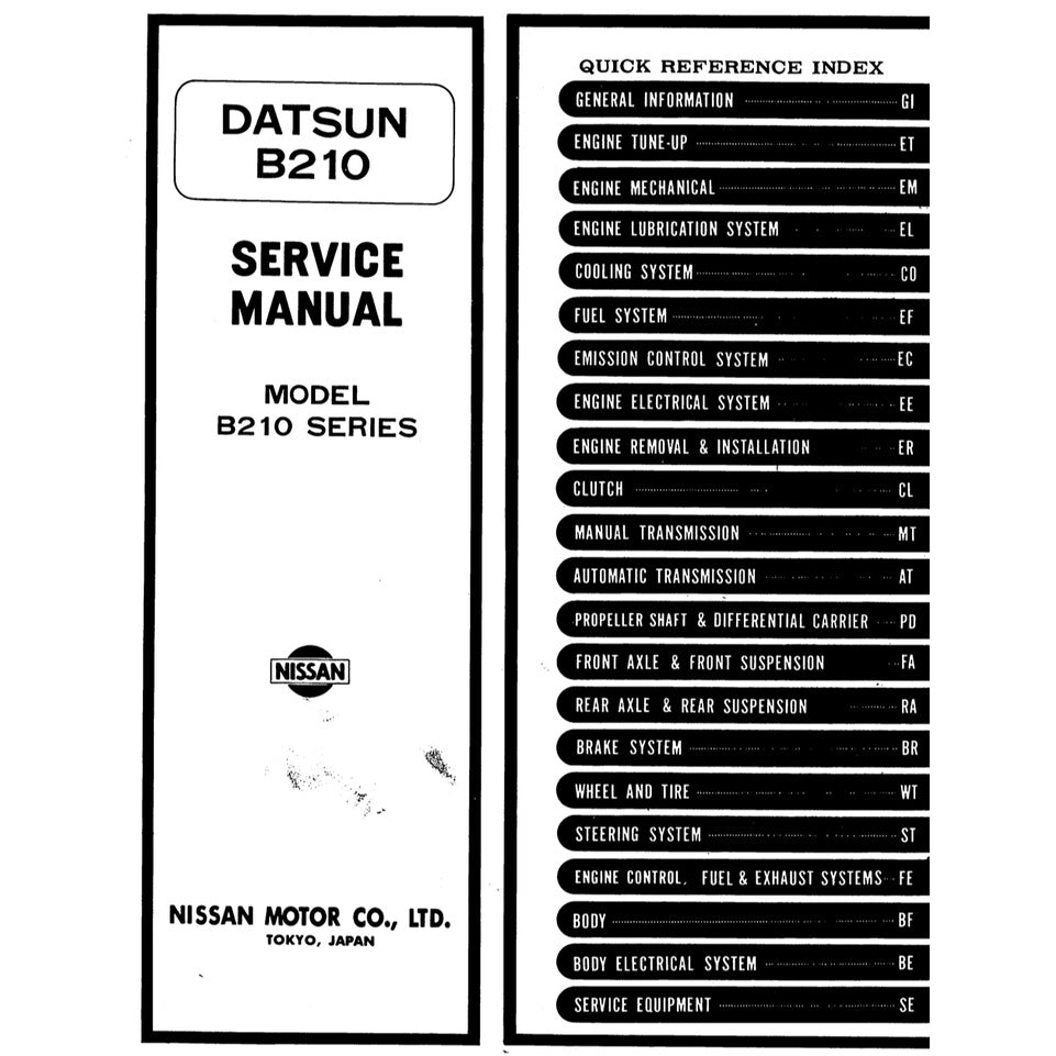 Datsun SUNNY 120/130/140Y B210 1973-1977 Full Manual Set – Repair & Maintenance Manual - page 2