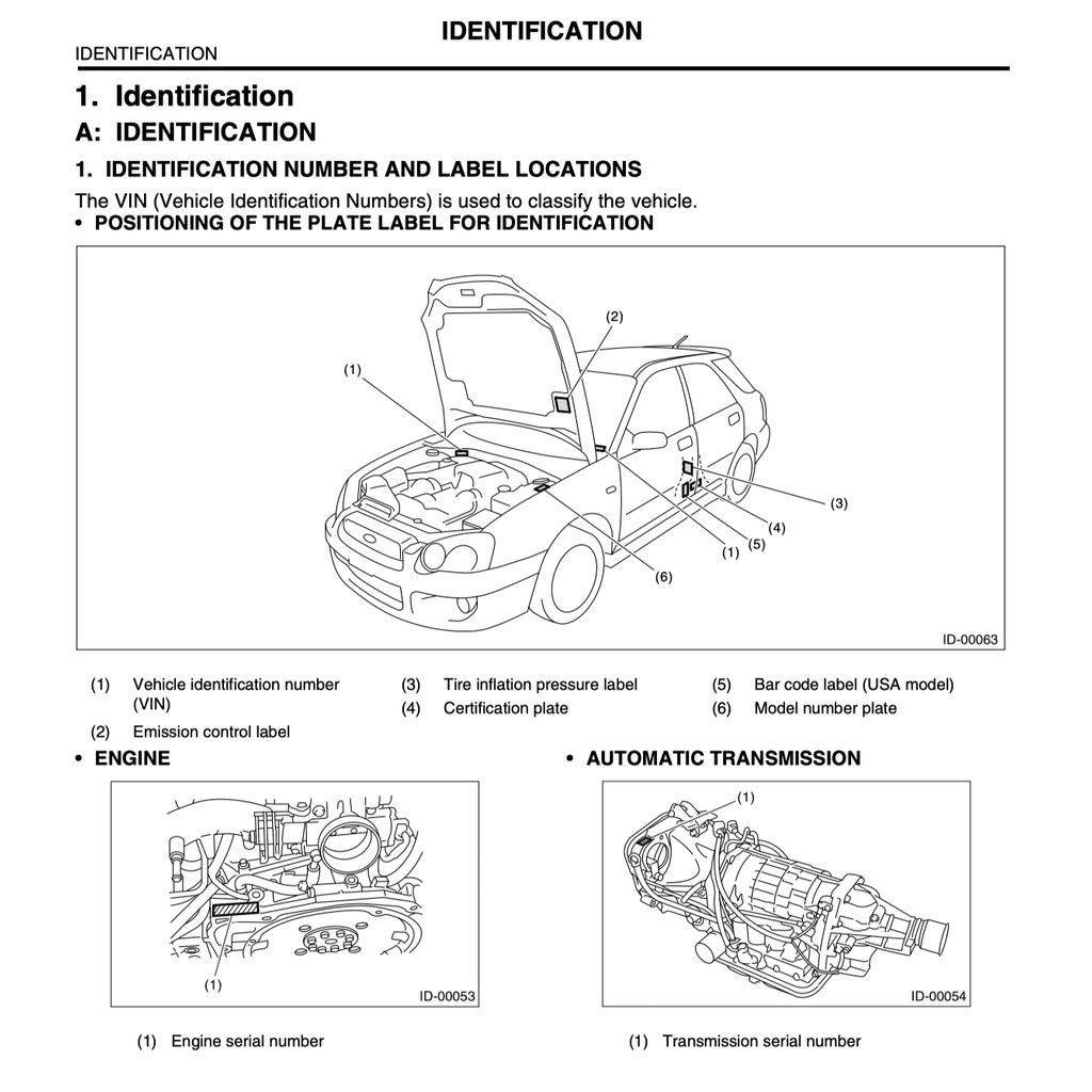 Subaru IMPREZA WRX STI 2003-2005 Full Manual Set – Repair & Maintenance Manual - page 9