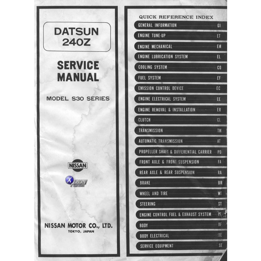 Datsun 240Z S30 1969-1973 Full Manual Set – Repair & Maintenance Manual and Spare Parts Catalog - page 2