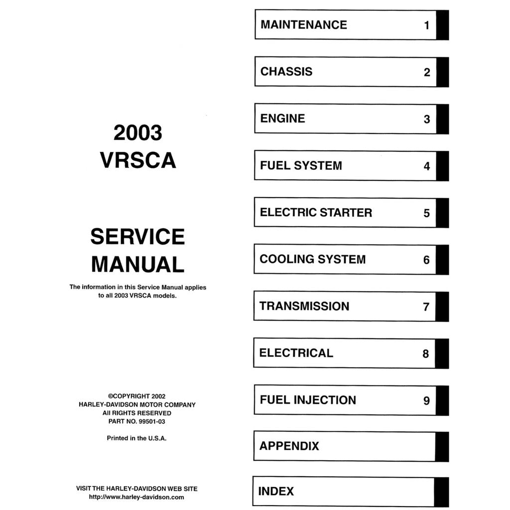 HARLEY DAVIDSON V-ROD VRSCA 2002-2003 Full Manual Set – Repair & Maintenance Manual and Spare Parts Catalog - page 2