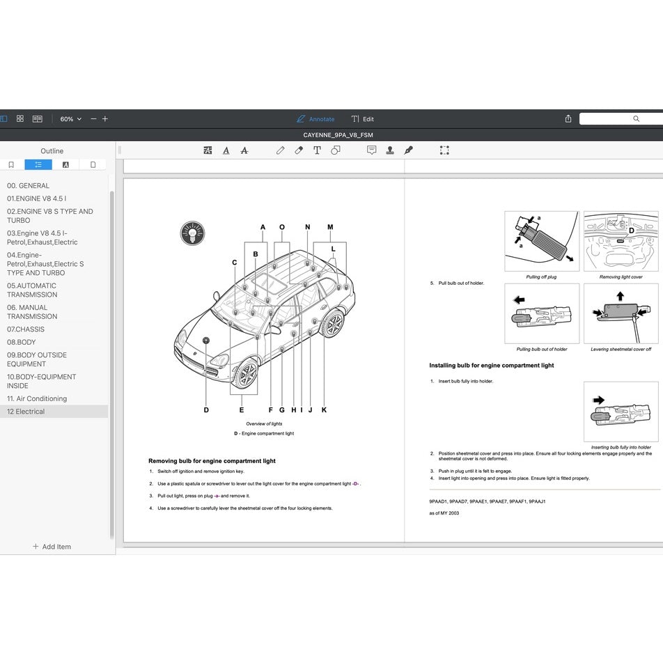 Porsche CAYENNE 955 9PA 2003-2008 Full Manual Set – Repair & Maintenance Manual and Spare Parts Catalog - page 9