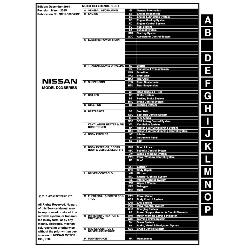 Nissan NAVARA D23 / NP300 2014+ Full Manual Set – Repair & Maintenance Manual - page 2