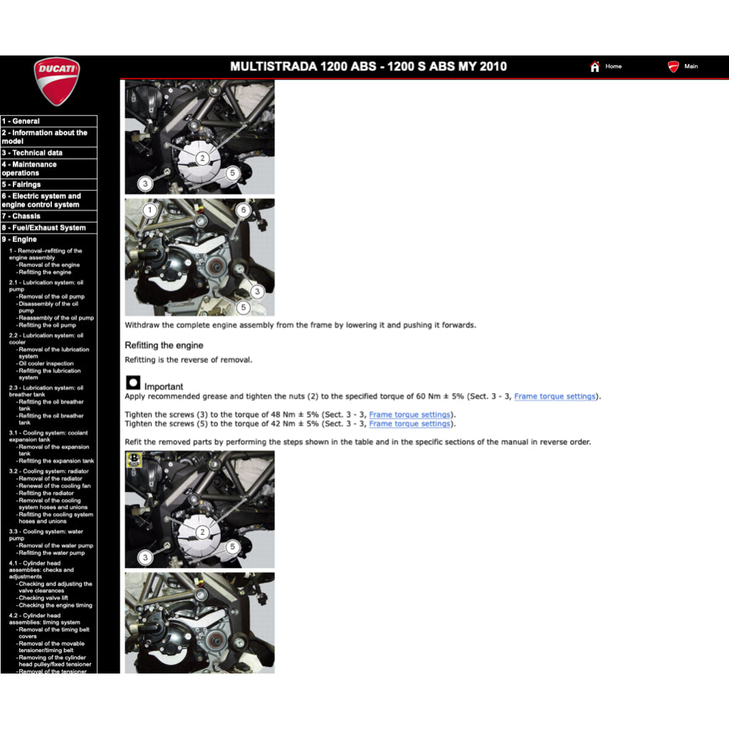 Ducati MULTISTRADA 1200S 2010-2012 Full Manual Set – Repair & Maintenance Manual and Spare Parts Catalog and User Handbook - page 8