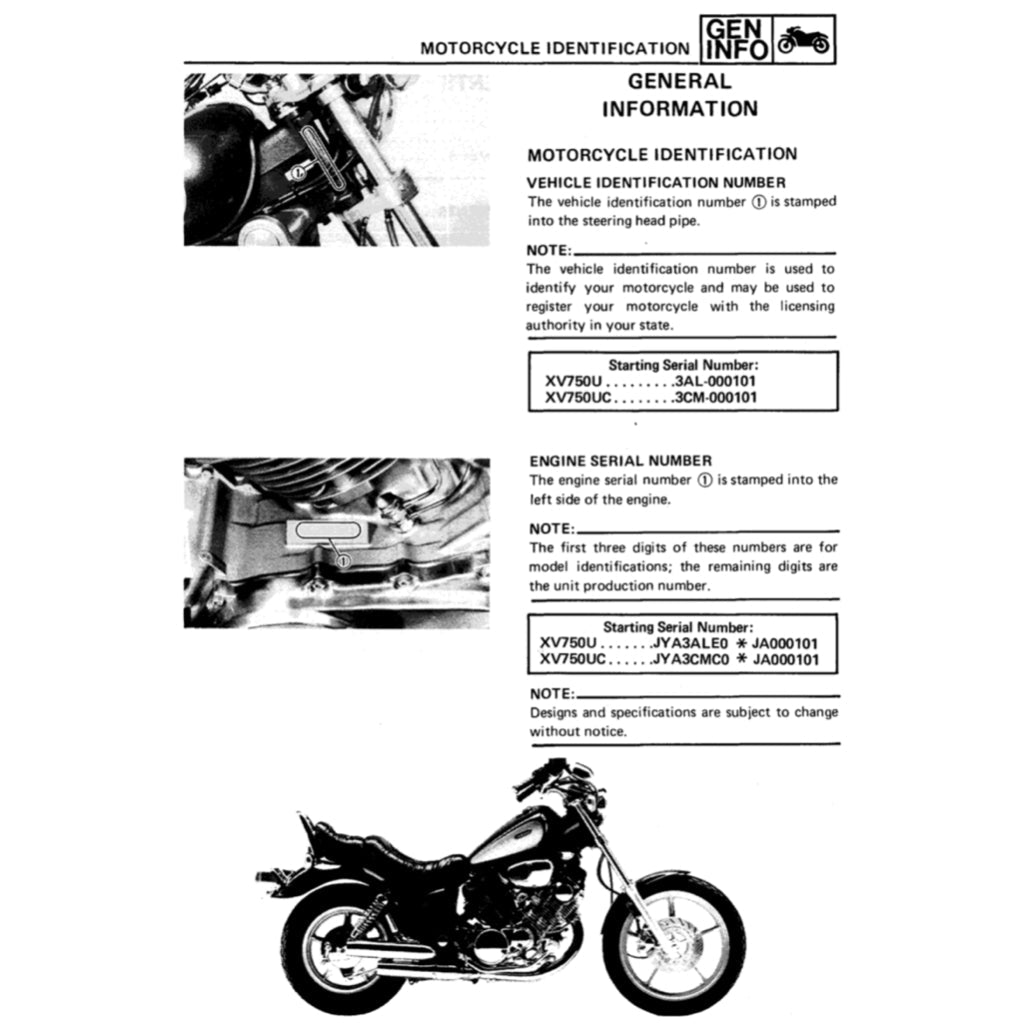 Yamaha VIRAGO XV 700/750/1000/1100 1985-1999 Full Manual Set – Repair & Maintenance Manual and User Handbook - page 2