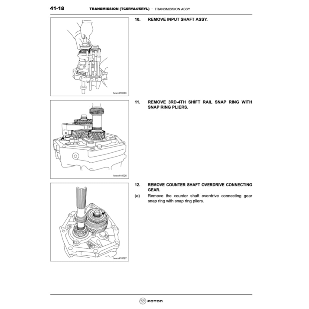 FOTON VIEW C2 2011-2016 Full Manual Set – Repair & Maintenance Manual - page 7
