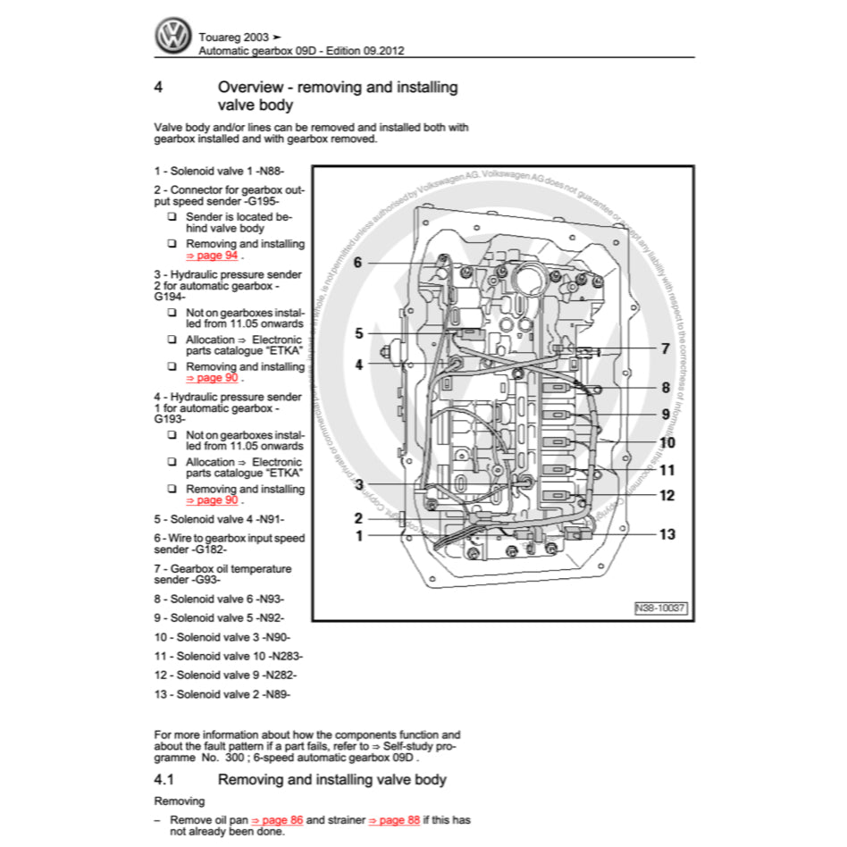 VW Automatic Transmission Service Repair Workshop Manual - page 6