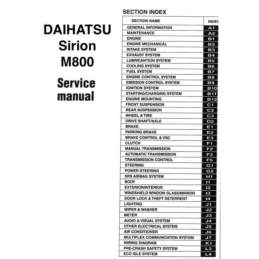Daihatsu SIRION M800 2017-2021 Full Manual Set – Repair & Maintenance Manual - page 2