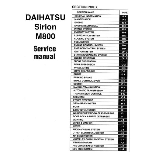 Daihatsu SIRION M800 2017-2021 Full Manual Set – Repair & Maintenance Manual - page 2