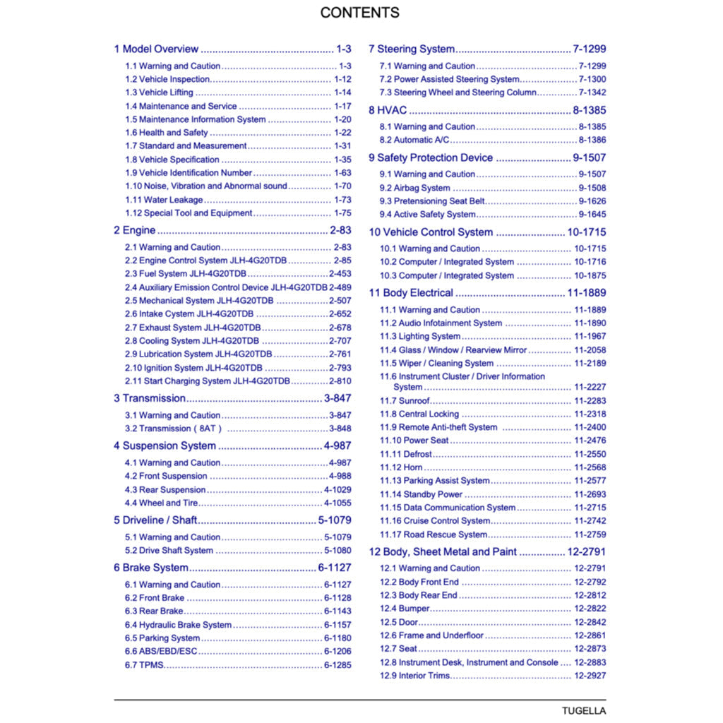 Geely XINGYUE S / TUGELLA FY11 2019-2021 Full Manual Set – Repair & Maintenance Manual - page 2
