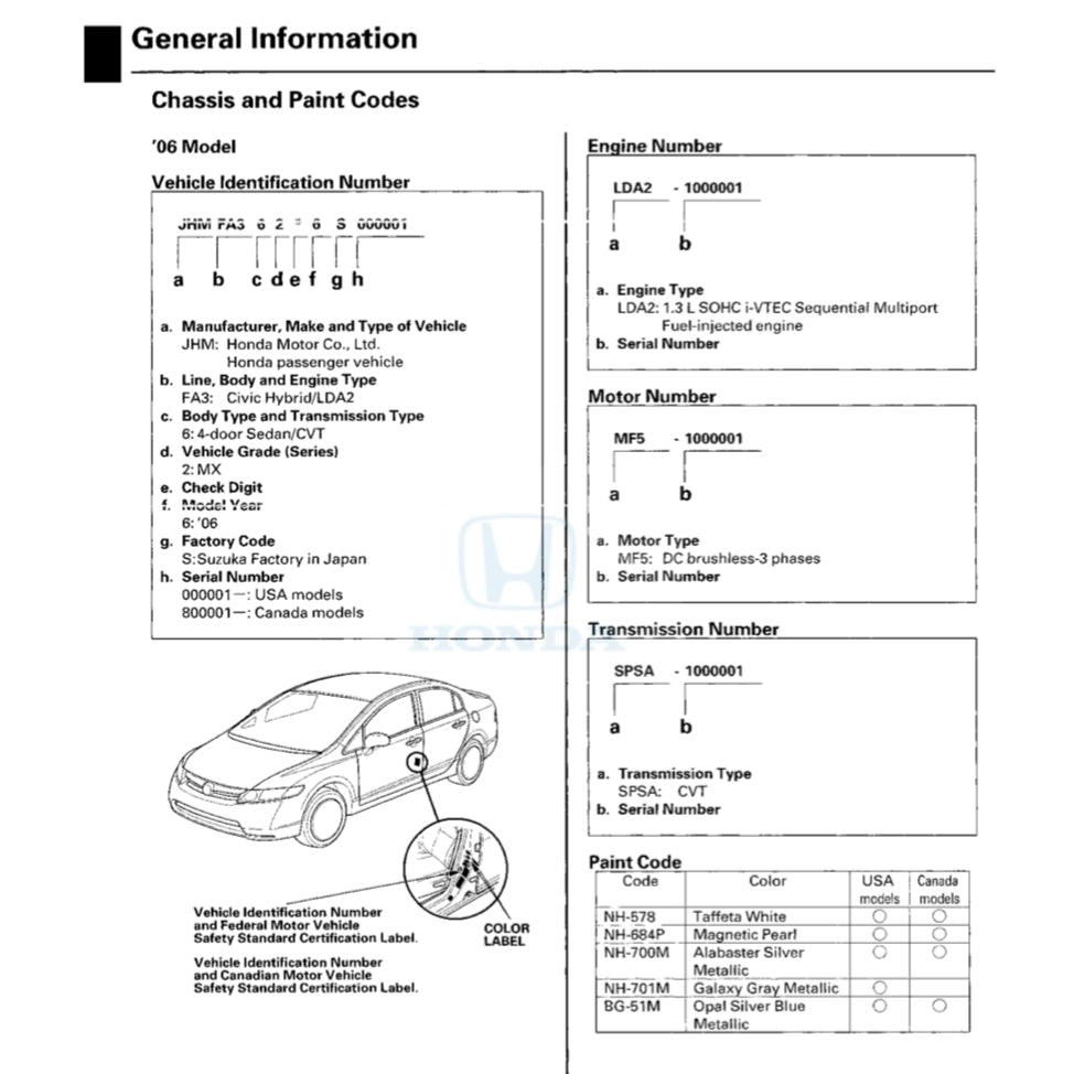 Honda CIVIC 8 Hybrid FA3 2006-2011 Full Manual Set – Repair & Maintenance Manual - page 5