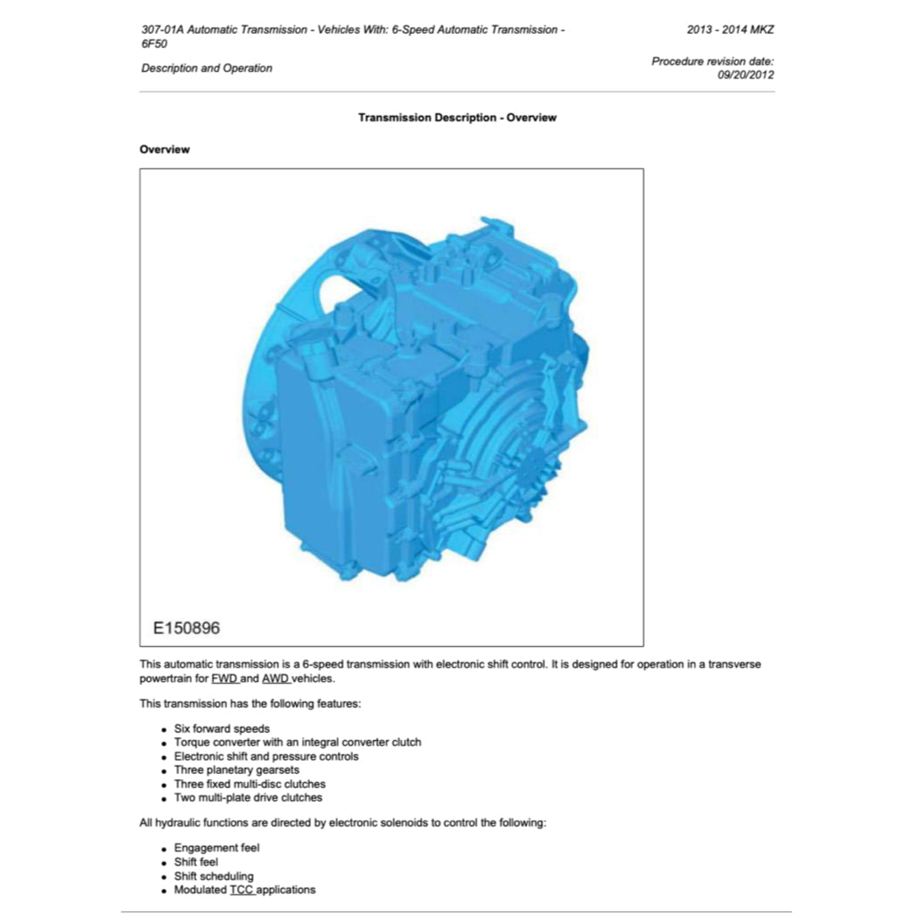 Lincoln MKZ 2013-2016 Full Manual Set – Repair & Maintenance Manual - page 9