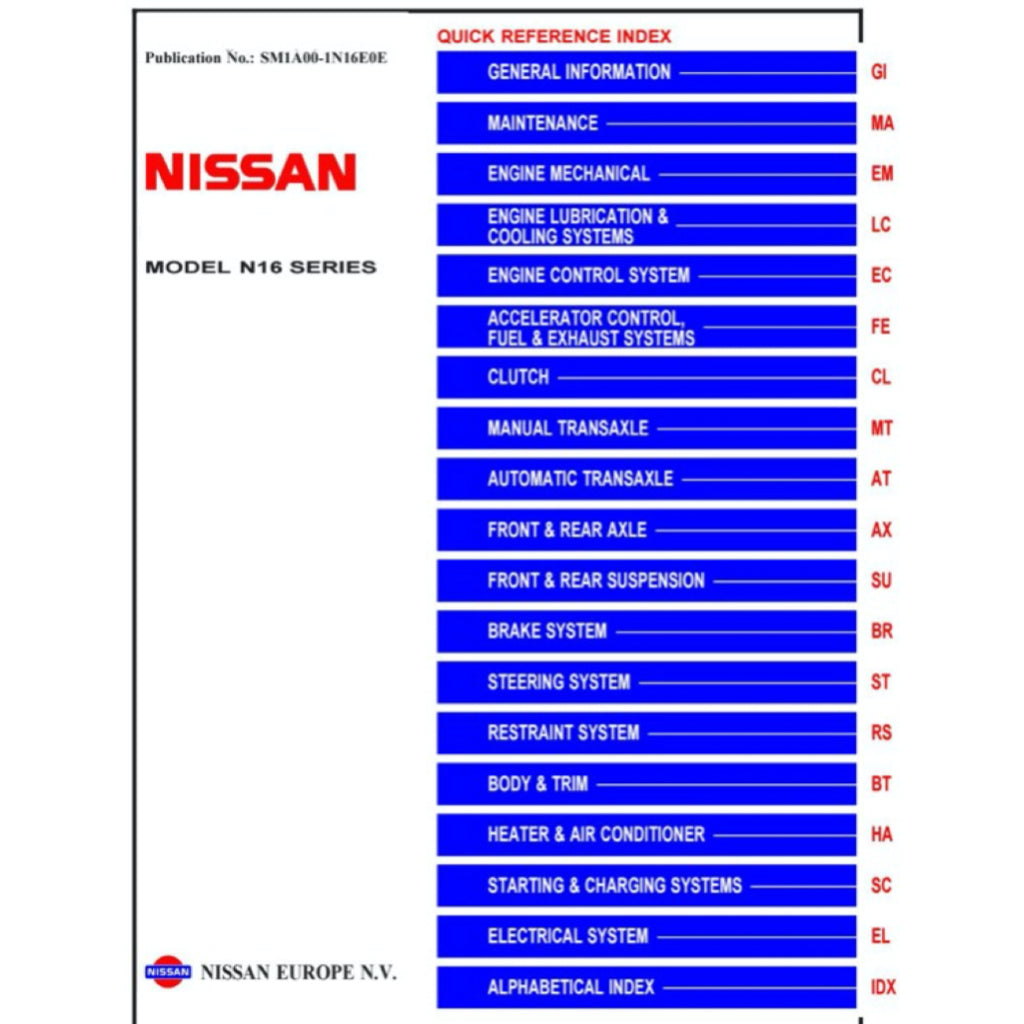 Nissan SENTRA / SYLPHY N16 2005-2012 Full Manual Set – Repair & Maintenance Manual - page 2