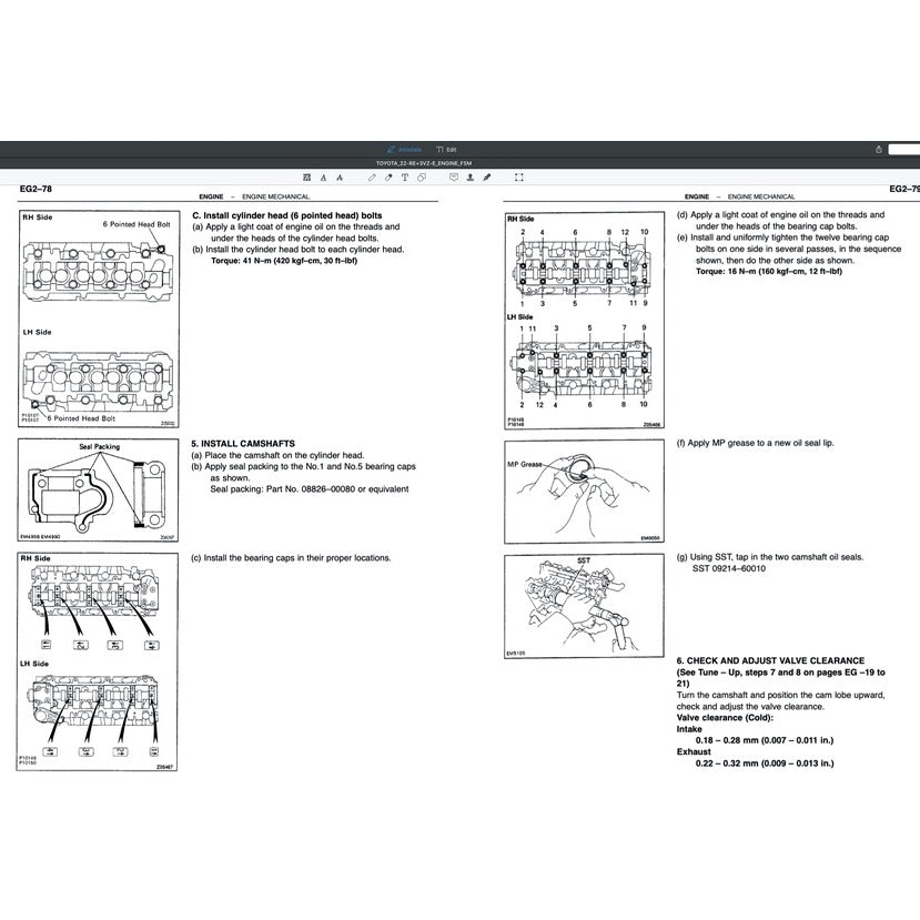 Toyota Engine 3VZ-E Service Repair Workshop Manual - page 6