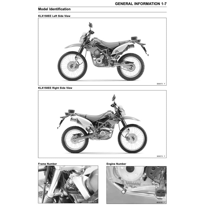 Kawasaki KLX150L 2014-2018 Full Manual Set – Repair & Maintenance Manual andSpare Parts Catalog and User Handbook - page 3