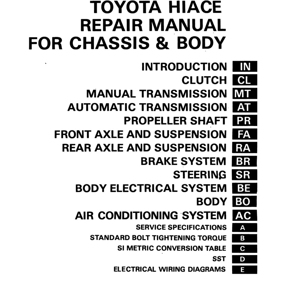 Toyota HIACE H50/60/70 1982-2007 Full Manual Set – Repair & Maintenance Manual - page 6