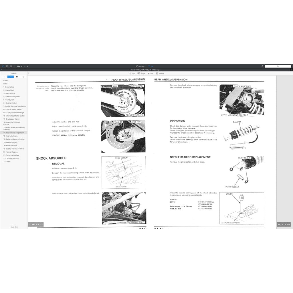 Honda CBR600F4i 2001-2006 Full Manual Set – Repair & Maintenance Manual and Spare Parts Catalog and User Handbook - page 8